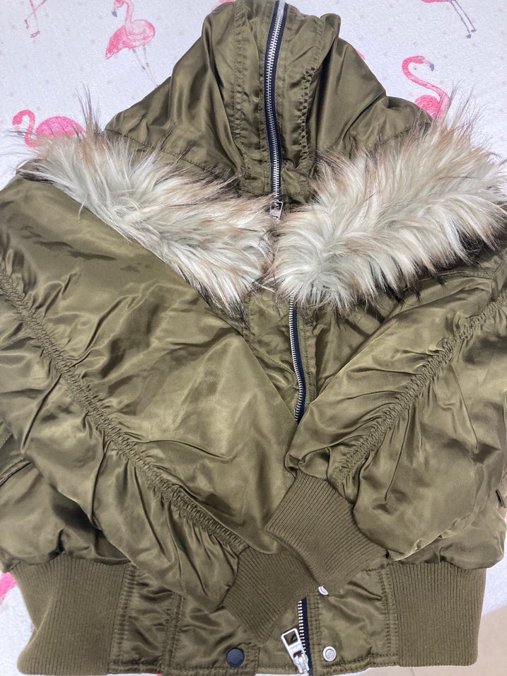 Kürk Detaylı Bej Kamuflaj Kadın Ceket - Görsel 2