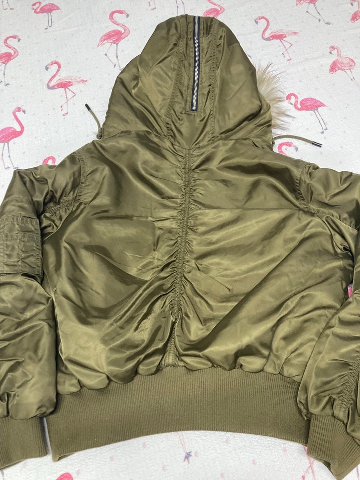 Kürk Detaylı Bej Kamuflaj Kadın Ceket - Görsel 3