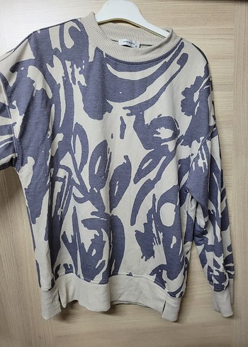 Gri Batik Desenli Uzun Kollu Kadın Sweatshirt - Görsel 2