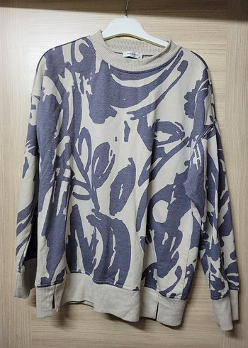 Gri Batik Desenli Uzun Kollu Kadın Sweatshirt - Görsel 3