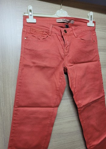 Kadın Kırmızı Denim Kumaş Pantolon - Görsel 2