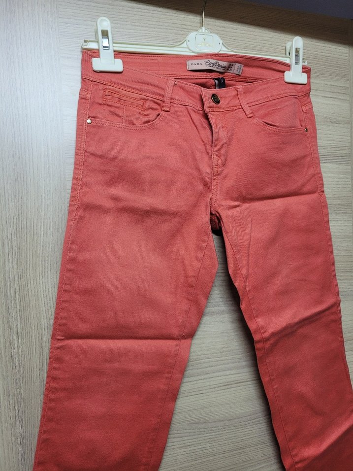 Kadın Kırmızı Denim Kumaş Pantolon - Görsel 2