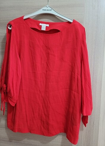 H&M S beden kırmızı tarz bluz, gömlek - Görsel 2