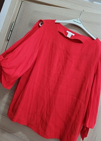 H&M S beden kırmızı tarz bluz, gömlek - Görsel 5