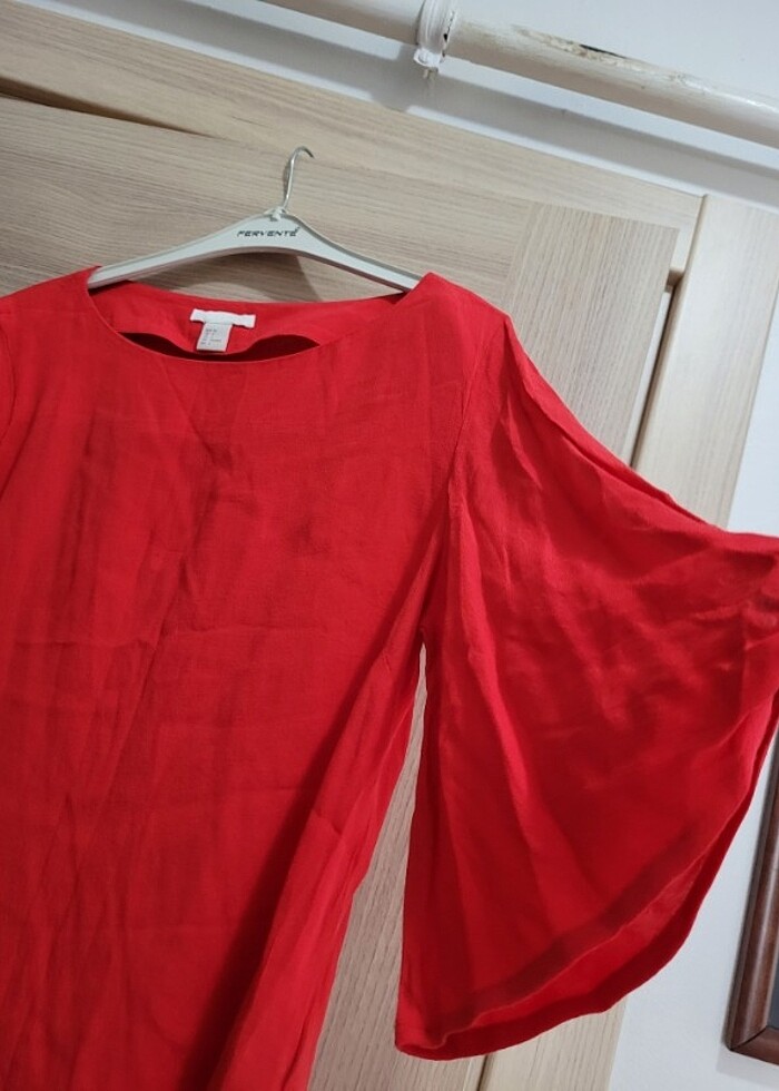 H&M S beden kırmızı  tarz bluz, gömlek  - Görsel 3