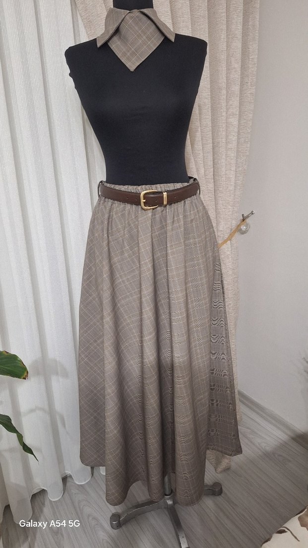 Bej Uzun Bohem Kemerli Etek - Görsel 4