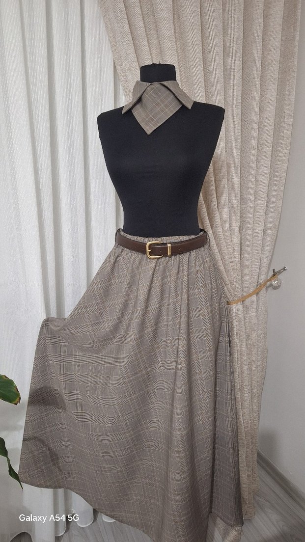 Bej Uzun Bohem Kemerli Etek - Görsel 2