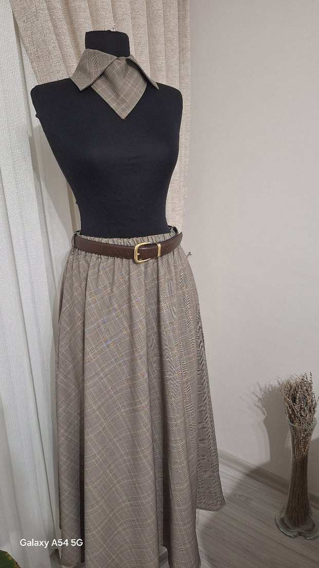 Bej Uzun Bohem Kemerli Etek - Görsel 5