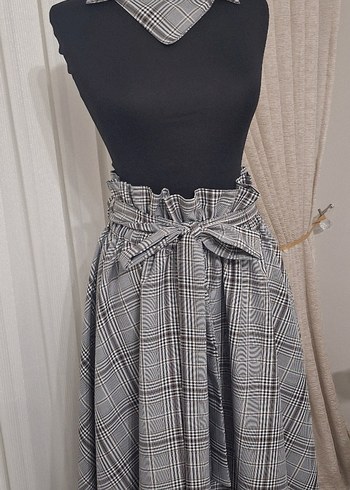 Gri Ekose Uzun Salaş Etek - Görsel 8