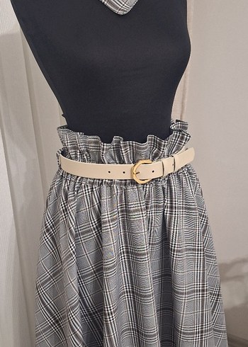 Gri Ekose Uzun Salaş Etek - Görsel 2