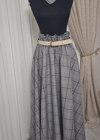 Gri Ekose Uzun Salaş Etek - Görsel 6