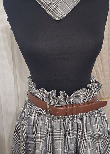 Gri Ekose Uzun Salaş Etek - Görsel 7