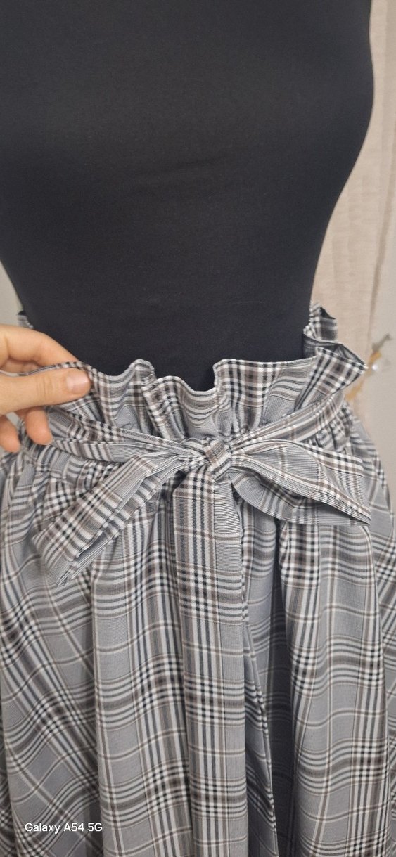 Gri Ekose Uzun Salaş Etek - Görsel 3