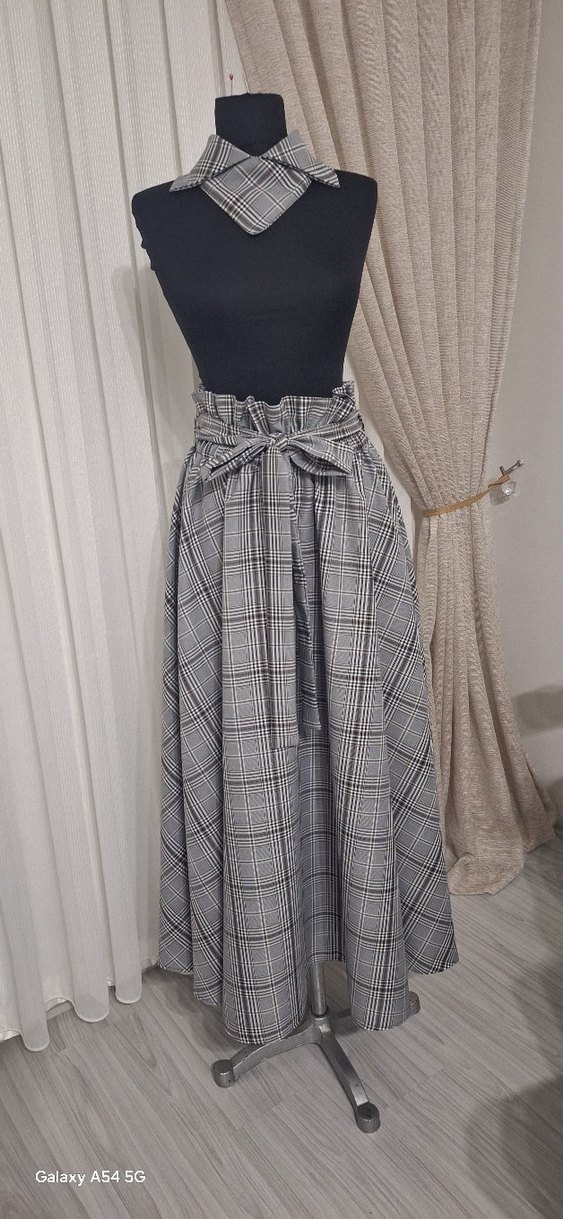 Gri Ekose Uzun Salaş Etek - Görsel 5