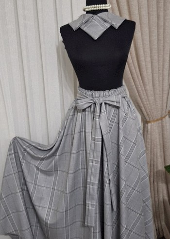 Gri Pilili Uzun Kilos etek - Görsel 4