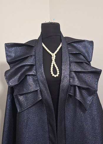 Parlak Lacivert Avant-Garde Uzun Kimono - Görsel 3