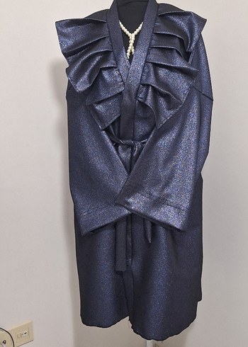 Parlak Lacivert Avant-Garde Uzun Kimono - Görsel 7