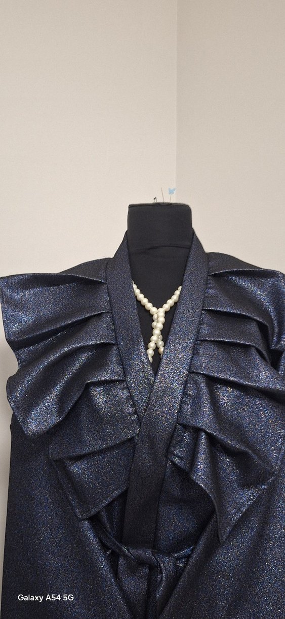 Parlak Lacivert Avant-Garde Uzun Kimono - Görsel 2