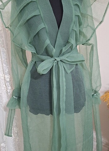 l Beden yeşil Renk Organze kimona 