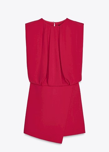 Zara Zara Pembe Drapeli Mini Kadın tulum elbise