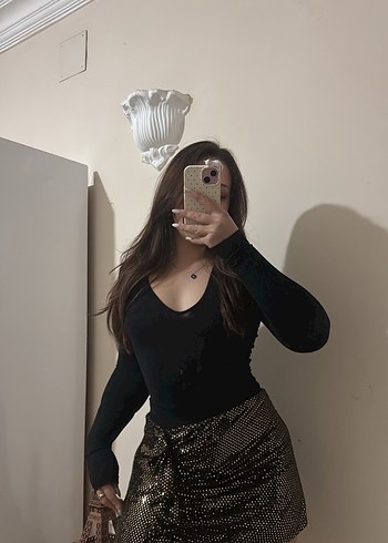 Işıltılı Puantiyeli Mini Etek - Görsel 2