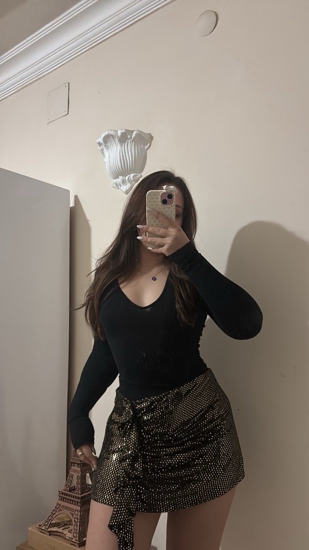 Işıltılı Puantiyeli Mini Etek - Görsel 2