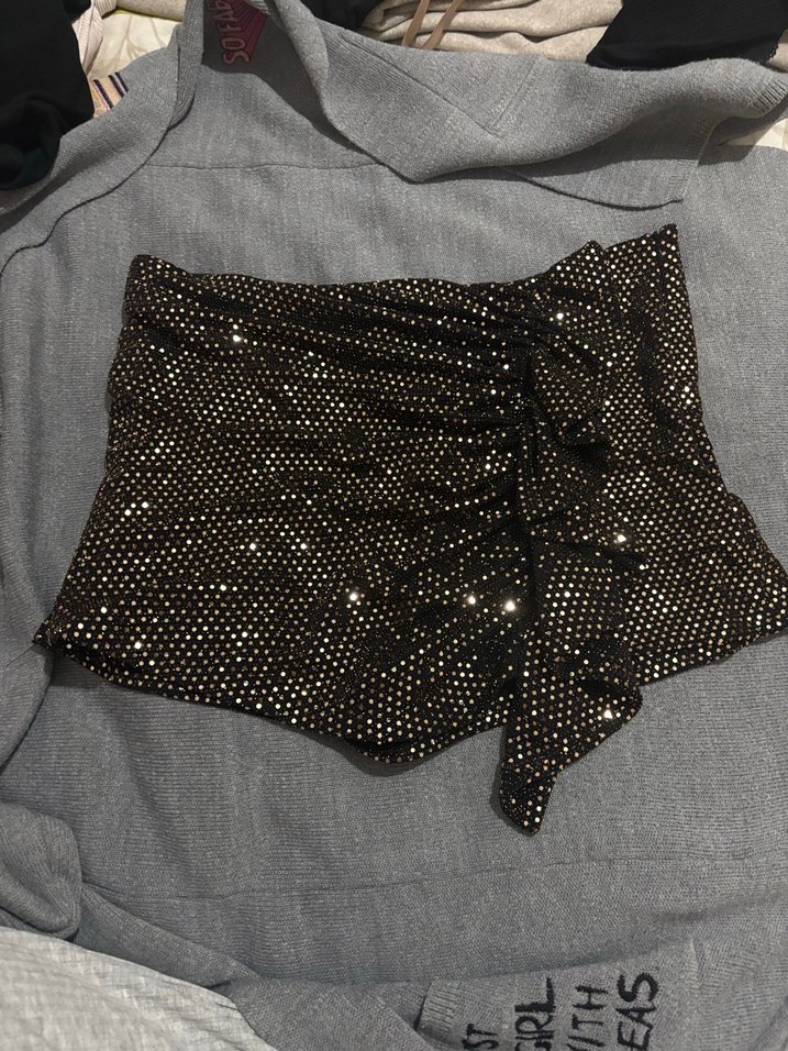 Işıltılı Puantiyeli Mini Etek - Görsel 3