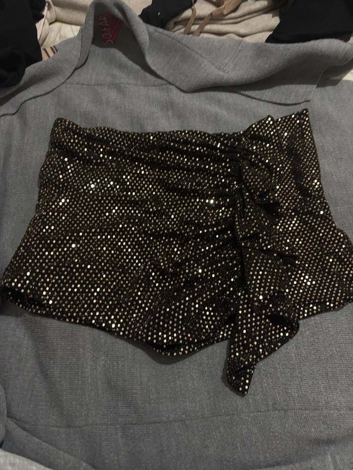 Işıltılı Puantiyeli Mini Etek - Görsel 4