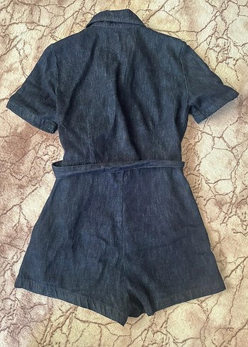 Kadın Lacivert Kot Kısa Tulum - Görsel 3