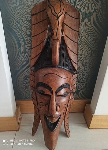 Afrika el oyması maske duvar süsü 