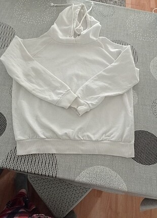 Beyaz bayan sweatshirt