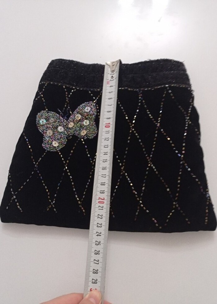 Kelebek desenli Boncuk işlemeli çanta  - Görsel 2