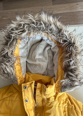 38 Beden sarı Renk Sarı Kadın Peluş Kürklü Kısa Kışlık Mont
