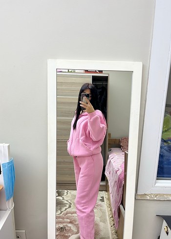 Pembe Kadın Rahat Kesim Eşofman Takımı