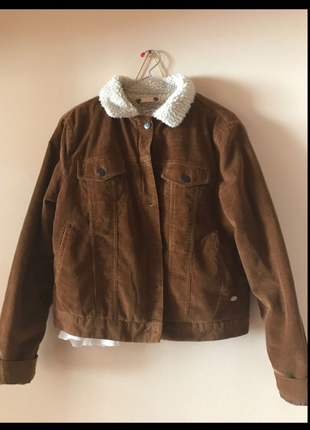 Pull and Bear İçi yünlü kürk yaka kadife ceket