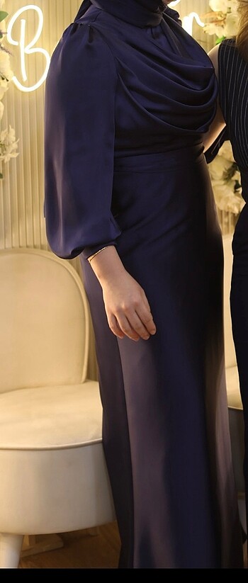 LACİVERT SATEN ABİYE