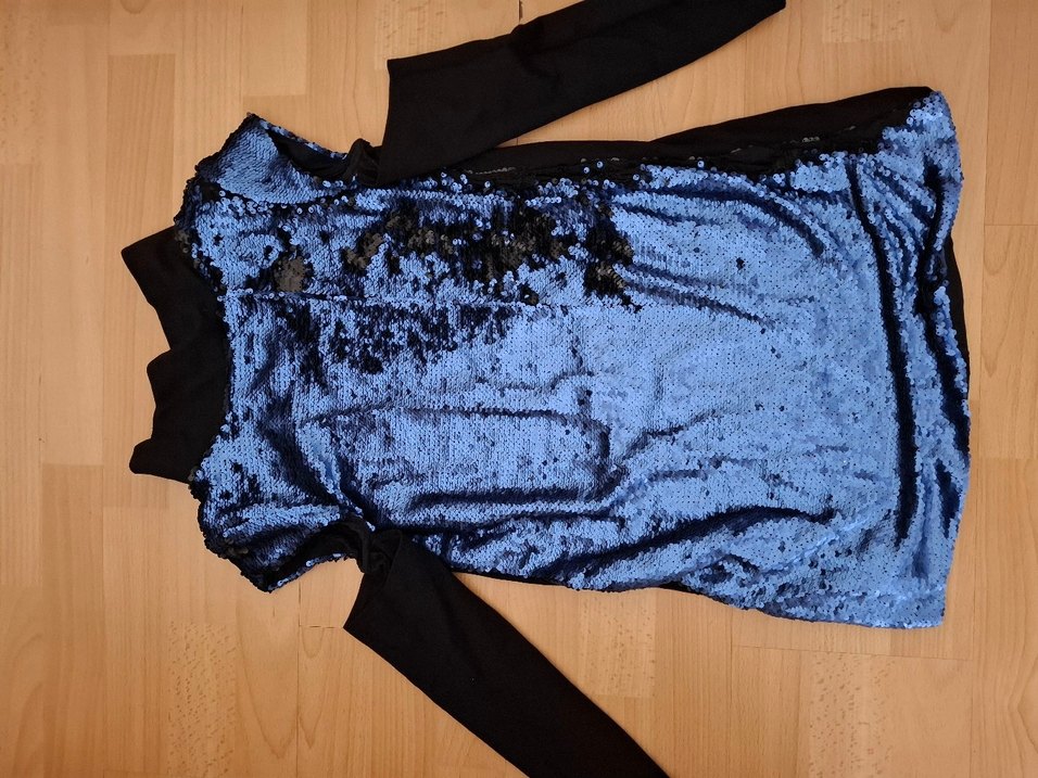 Uzun Kollu Lacivert Payetli çocuk Abiye Elbise - Görsel 3