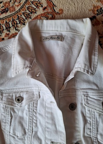 Beyaz kadın kot ceket m beden mavi marka - Görsel 3