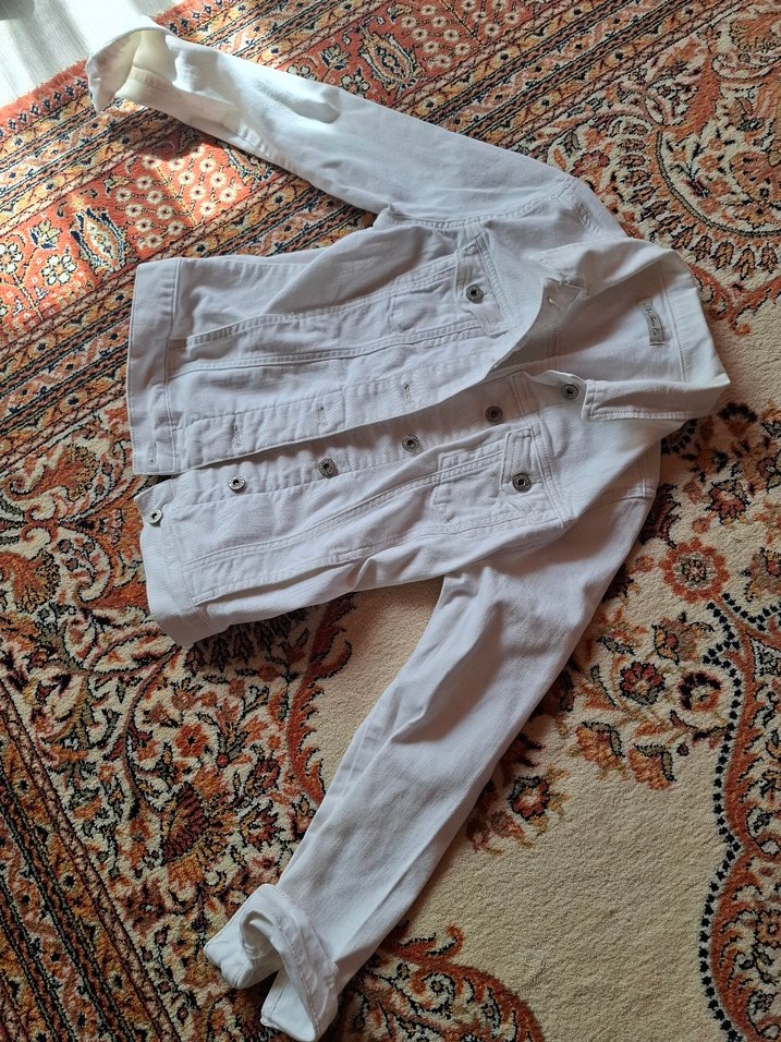 Beyaz kadın kot ceket m beden mavi marka - Görsel 2