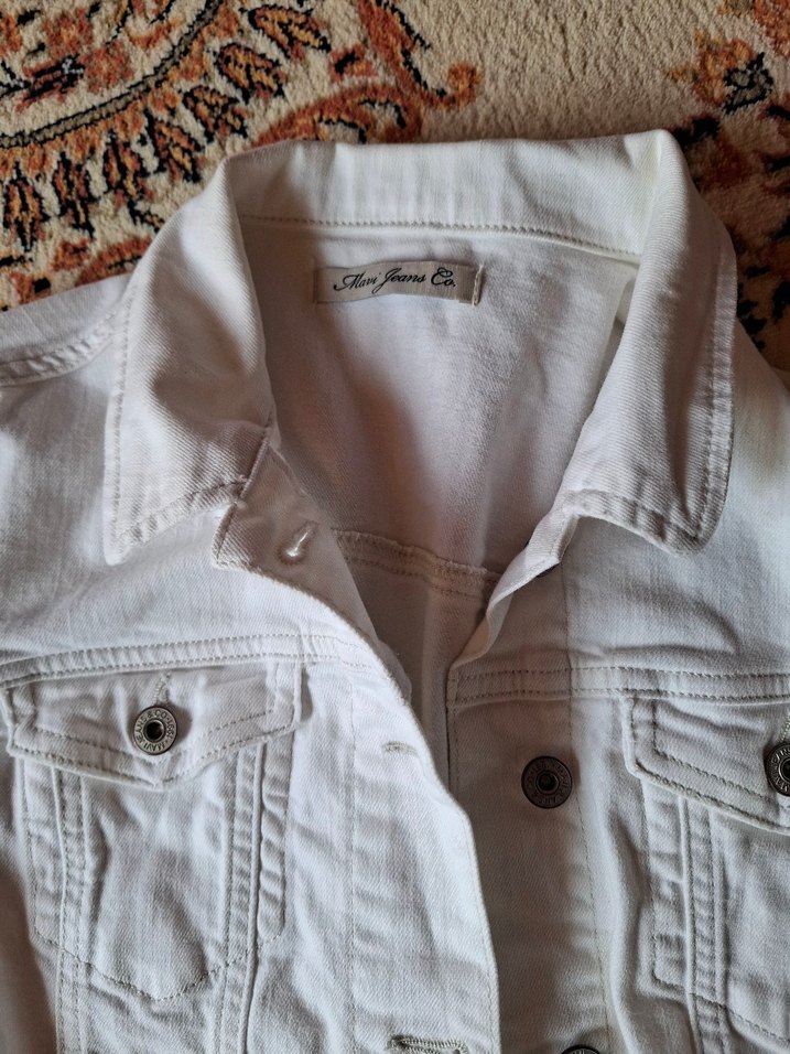 Beyaz kadın kot ceket m beden mavi marka - Görsel 3