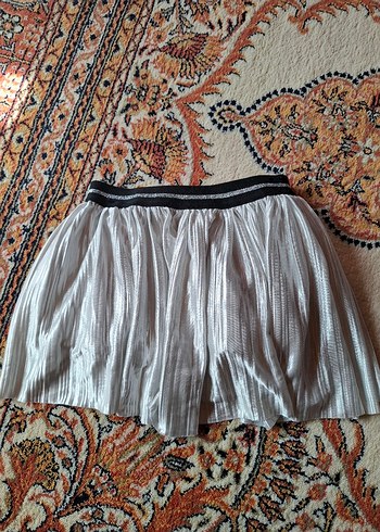 Gri Pileli Mini Etek kız çocuk