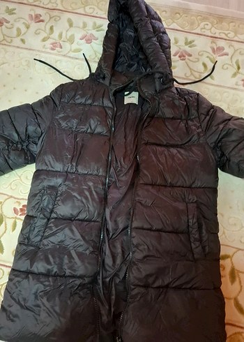 koton Siyah Kapüşonlu Uzun Kadın Kışlık Mont - Görsel 2