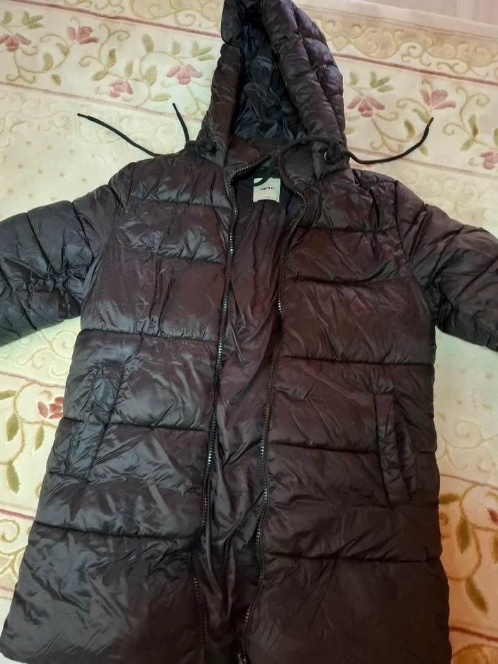 koton Siyah Kapüşonlu Uzun Kadın Kışlık Mont - Görsel 2