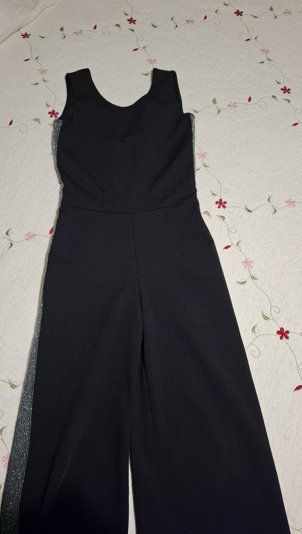 Siyah, Straplez, Uzun Kız çocuk abiye Tulum - Görsel 4