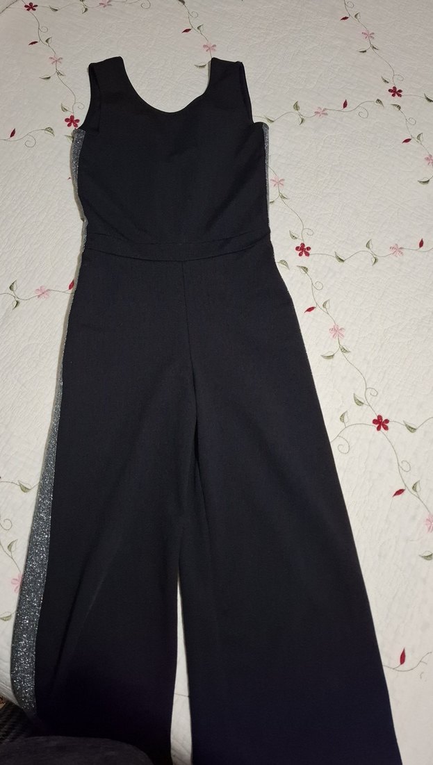 Siyah, Straplez, Uzun Kız çocuk abiye Tulum - Görsel 5