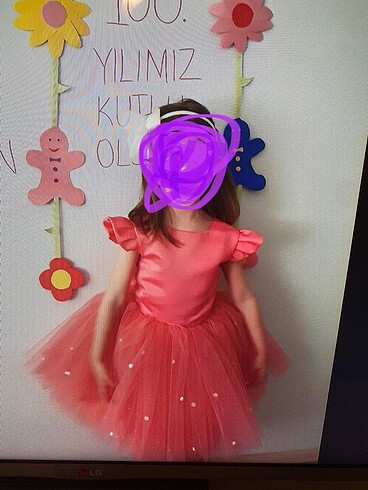 Abiye çocuk elbise pembe 4-5 yaş