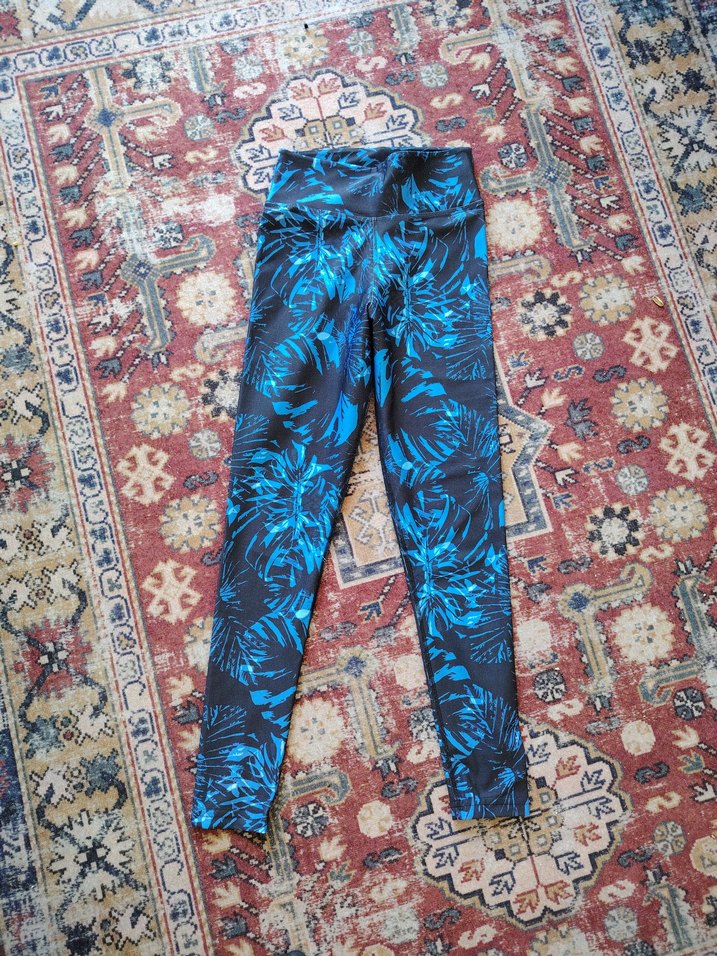 Mavi Desenli Elastik Spor Tayt - Görsel 2