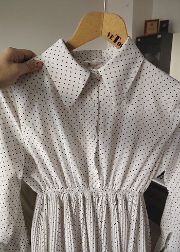 Beyaz Puantiyeli Uzun Kollu Bohem Elbise - Görsel 10