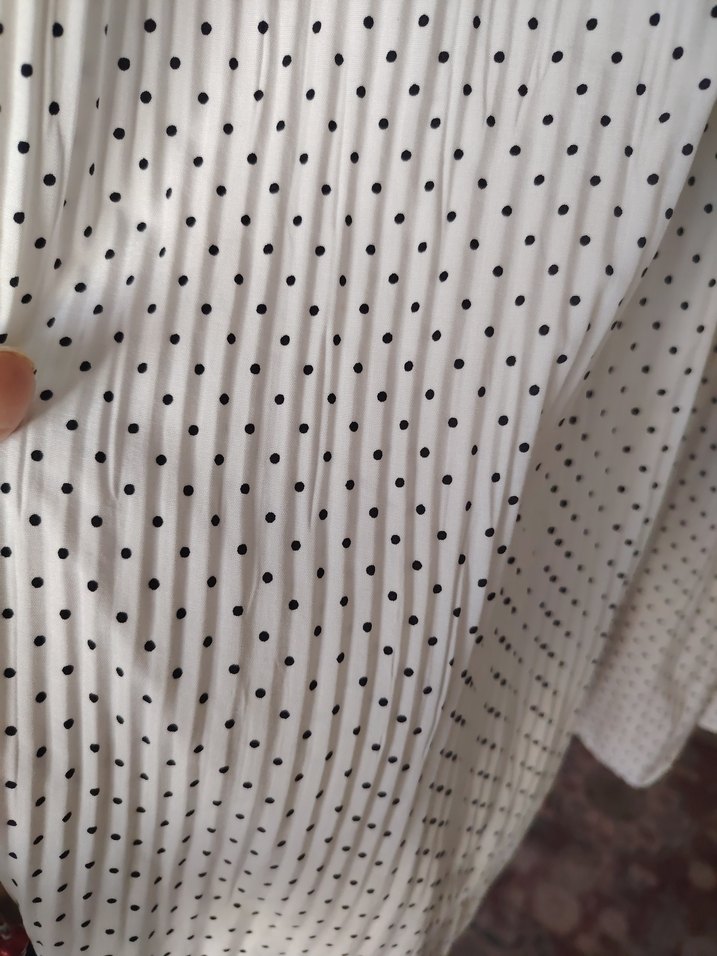 Beyaz Puantiyeli Uzun Kollu Bohem Elbise - Görsel 4