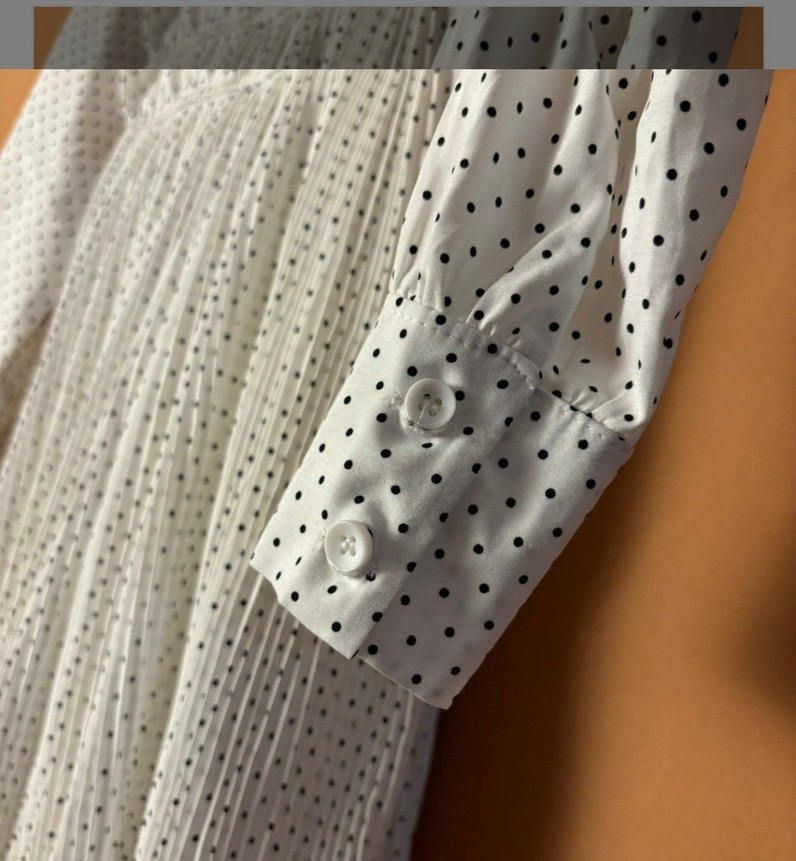 Beyaz Puantiyeli Uzun Kollu Bohem Elbise - Görsel 2